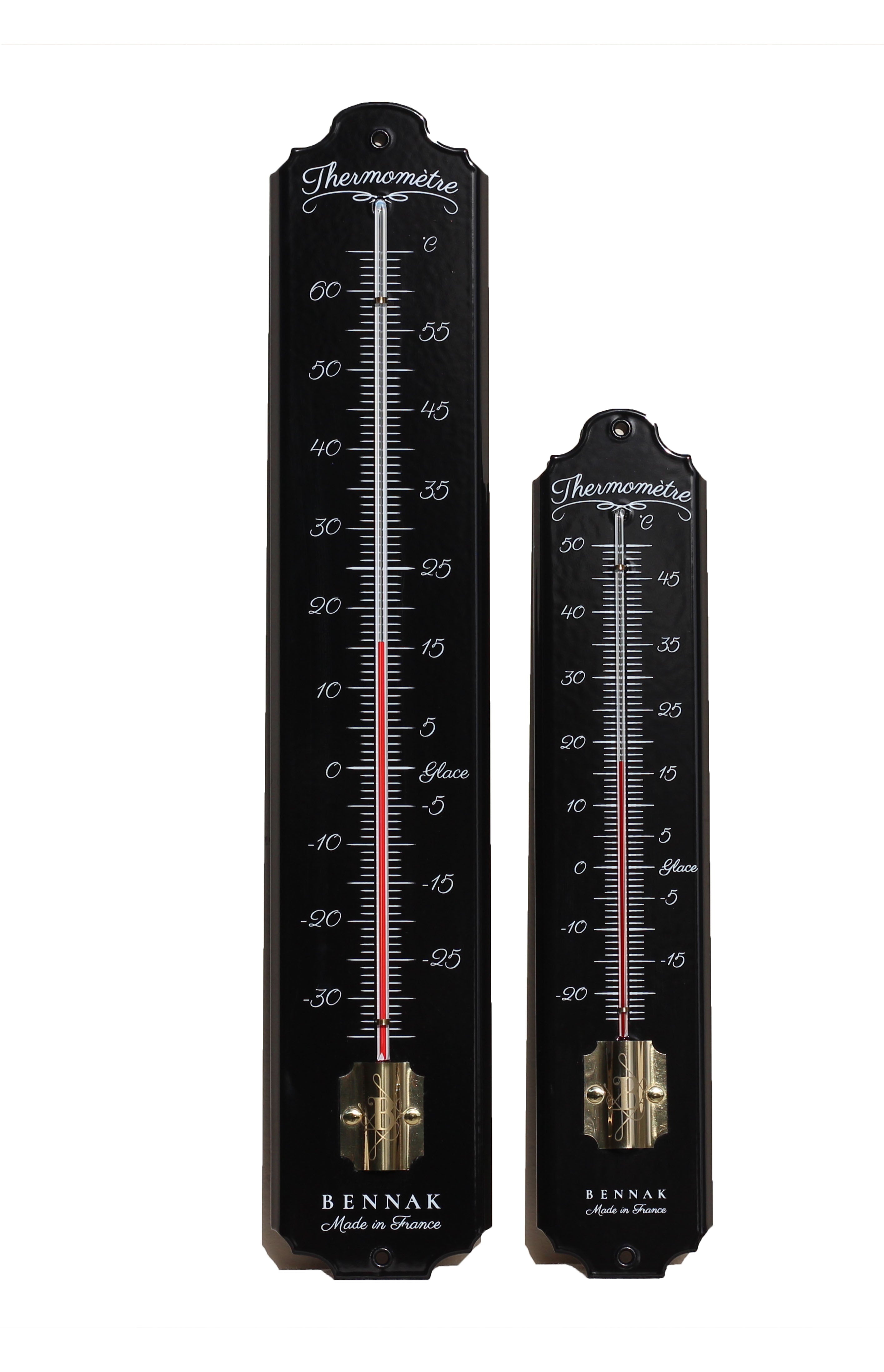 Thermomètre Traditionnel émaillé noir en simple graduation