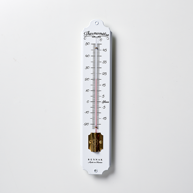 Thermometre traditionnel émaillé blanc qualité extérieur pour décoration maison et jardin