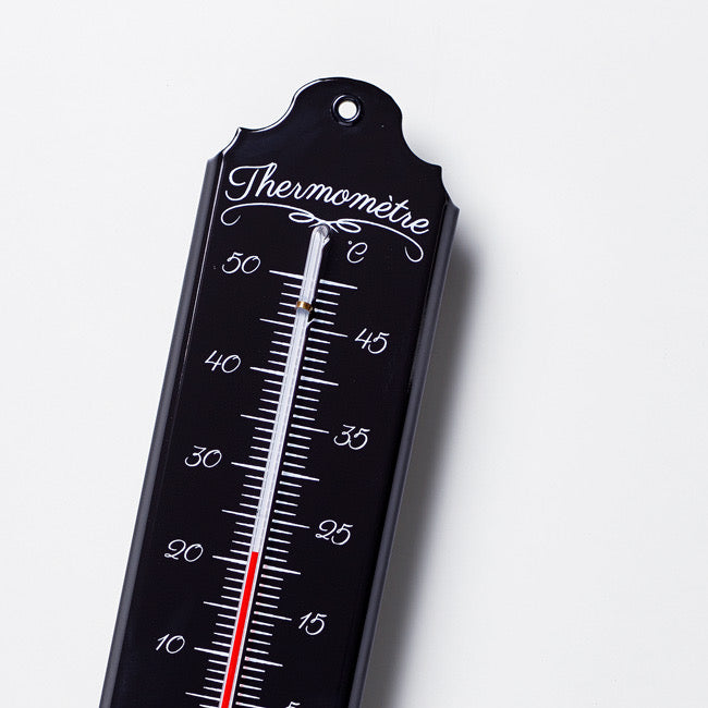 Thermomètre Traditionnel émaillé noir en simple graduation