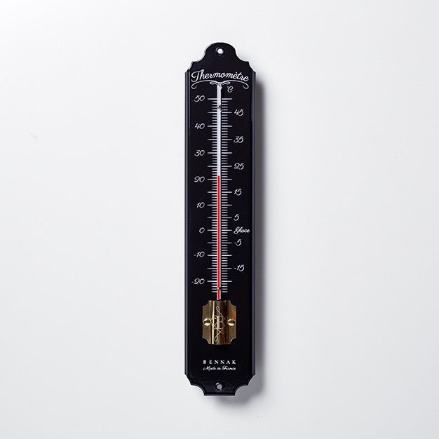 Thermomètre Traditionnel émaillé noir en simple graduation